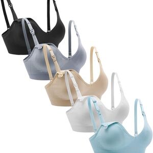 Suekaphin Nursing Bra 5pack Wireless V Neck Maternity Nursing Bra